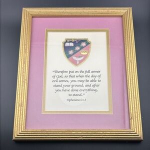 Gold and Pink Framed Religious Wall Art Ephesians 6:13